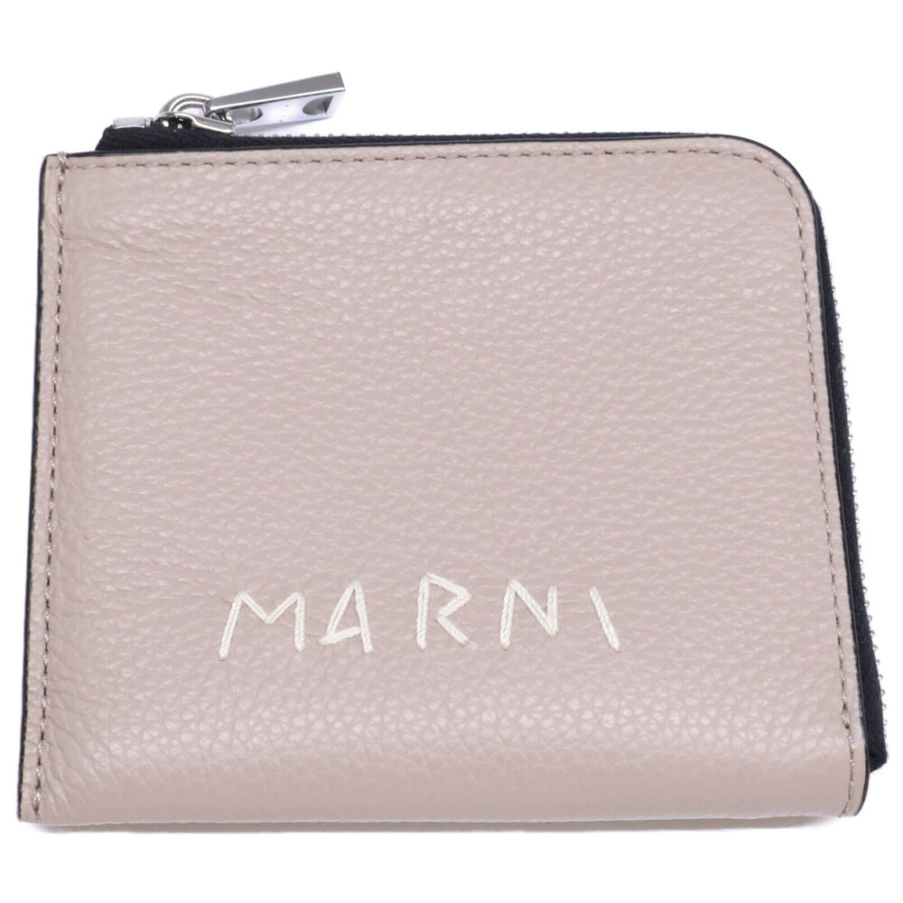 MARNI PFMI0075Q0 P6533 00W26 Logo Embroidered Round Zipper Compact Wallet (Co...